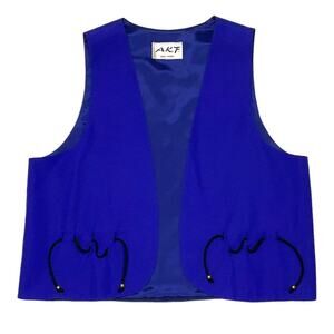 Vintage blue vest open front